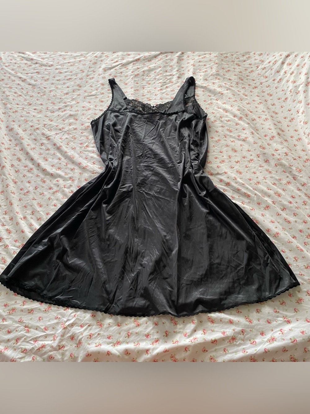 True Vintage 1980s Black Lingerie Slip Dress
